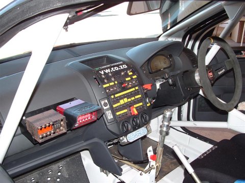 The inside of a rally car